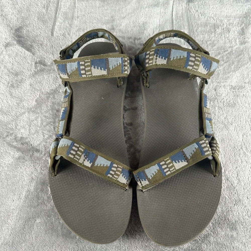 Teva Original Universal Men 12 Dark Olive Geometric Strap Sandals 1004006